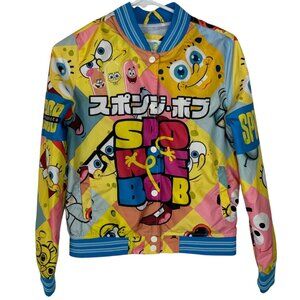 Nickelodeon SpongeBob SquarePants Colorful Kids Bomber Jacket Size 14/16 Cartoon